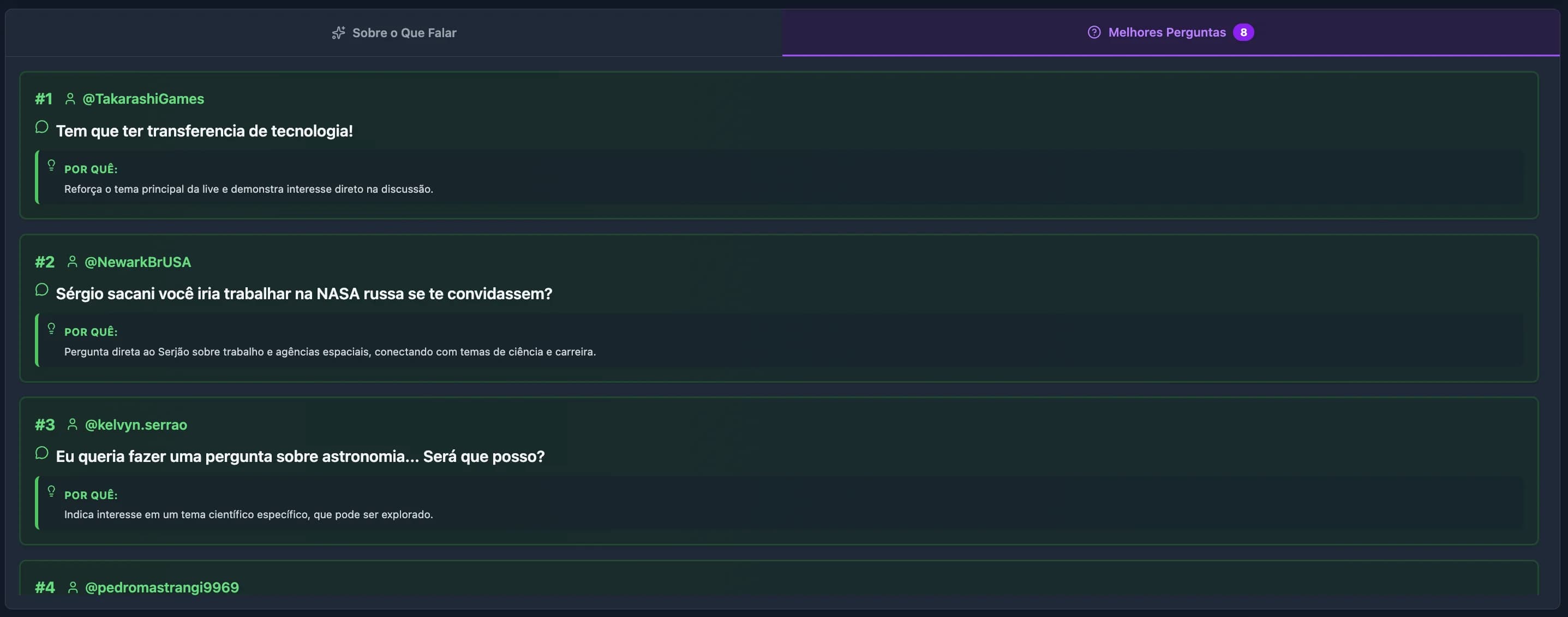 Best audience questions highlighted